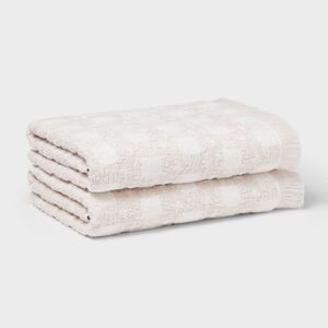Threshold - 2pc Boho Ikat Patterned Bath Towel Cream - Thresho Cream